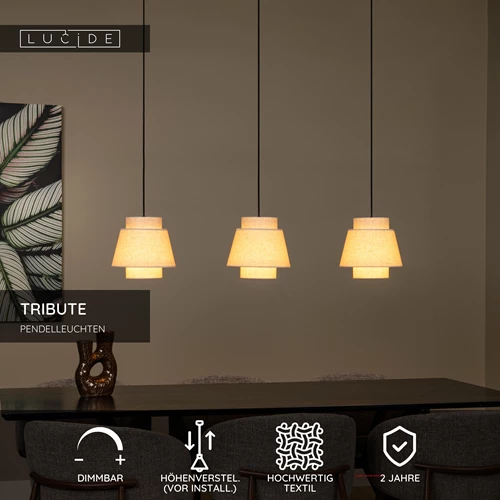 Lucide TRIBUTE - Pendelleuchten - 3xE27 - Beige - USP